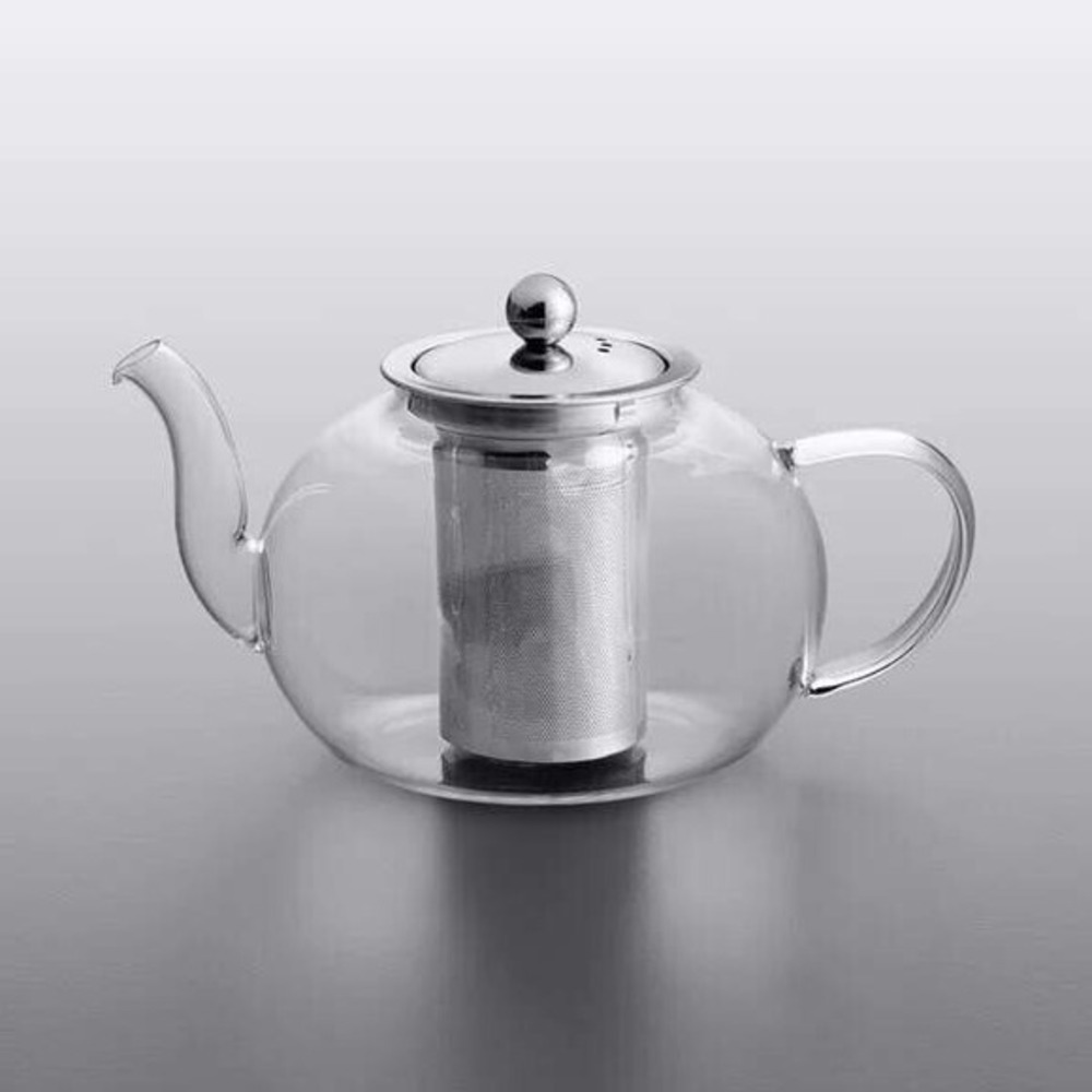 NEW Borosilicate Personal Glass Teapot‎ Stainless Steel Infuser with Lid Small
